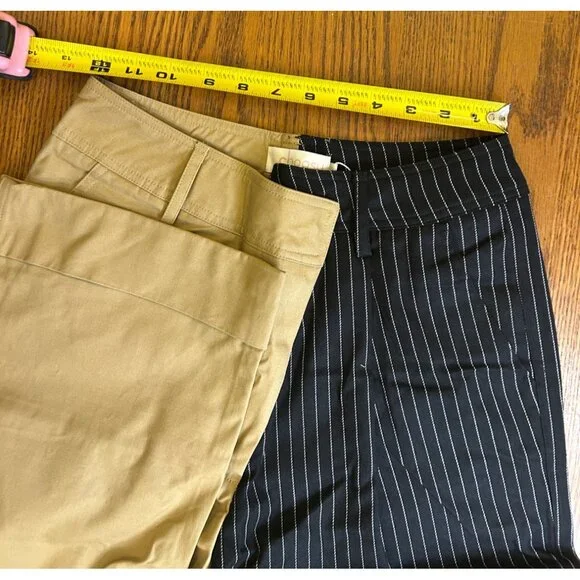 Choosy Two-Tone Womens Pants Khaki & Black Pinstripe Cargo - Picture 6 of 10